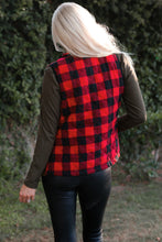 Load image into Gallery viewer, Cow Print Buffalo Plaid Pocket Vest Coat
