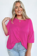 Load image into Gallery viewer, Plus Size Ribbed 3/4 Sleeves Flowy Top
