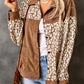 Brown Leopard Print Corduroy Long Sleeve Jacket