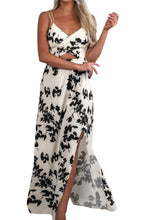 Load image into Gallery viewer, Beige Crossover Hollow-out Maxi Floral Dress with Slit
