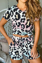 Load image into Gallery viewer, Tie-dye Background Leopard Top and Shorts Lounge Set
