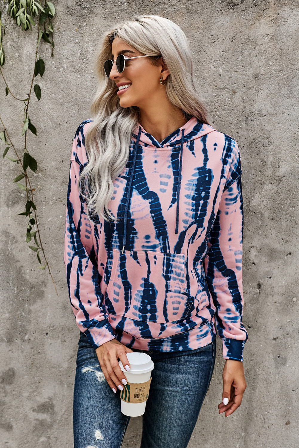 Tie-dye Print Pullover Hoodie