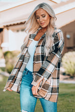 Load image into Gallery viewer, Plaid Print Buttoned Shirt Jacket
