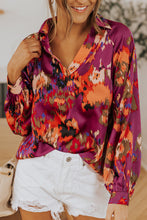 Load image into Gallery viewer, Graffiti Printed V Neck Puff Sleeve Blouse
