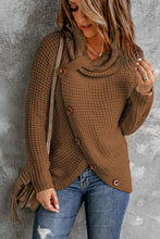 Load image into Gallery viewer, Khaki Buttoned Wrap Turtleneck Sweater
