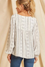 Load image into Gallery viewer, Beige Long Sleeve Embroidered Print Blouse
