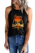 Load image into Gallery viewer, Happy Camper Pattern Printed Color Block Slim Fit Tank Top
