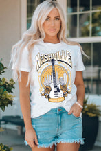 Load image into Gallery viewer, Music City NASHVILLE Guitar Floral Print Graphic T Shirt

