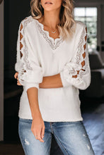 Load image into Gallery viewer, Lace Splicing V Neck Pullover Sweater
