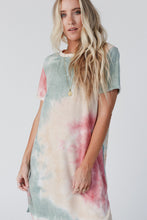 Load image into Gallery viewer, Multicolor Tie Dye Oversized Slit Tee Dress
