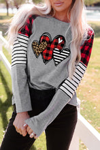 Load image into Gallery viewer, Heart Plaid Leopard Striped Color Block Top
