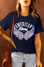 Load image into Gallery viewer, American Woman Eagle Wing Flag Graphic Tee
