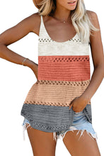 Load image into Gallery viewer, Adjustable Spaghetti Straps Colorblock Knit Tank Top
