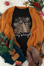 Load image into Gallery viewer, Leopard Christmas Tree Graphic Print Crew Neck T Shirt
