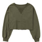 Green Drop Shoulder Cropped Sweatshirt