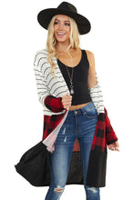 Load image into Gallery viewer, Plaid Colorblock Striped Cardigan
