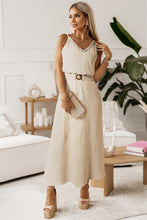 Load image into Gallery viewer, V Neck Sleeveless Maxi Dress with Elastic Belt
