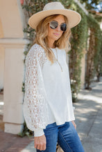 Load image into Gallery viewer, Lace Sleeve Raglan Ribbed Top
