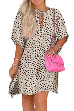 Load image into Gallery viewer, Khaki Leopard Animal Print Half Sleeve Shift Dress
