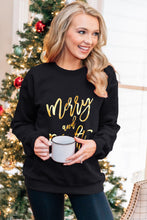 Load image into Gallery viewer, Merry &amp; Bright Letter Print Pullover Sweatshirt
