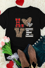 Load image into Gallery viewer, LOVE Heart Plaid Striped Leopard Print Graphic T Shirt

