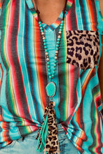 Load image into Gallery viewer, Multicolor Serape Leopard Patchwork Pocket V Neck Tank Top
