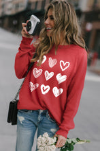 Load image into Gallery viewer, Hearts Print Crewneck Long Sleeve Sweatshirt
