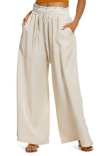 Load image into Gallery viewer, Beige Smocked High Waist Wide Leg Pants
