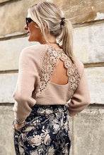 Load image into Gallery viewer, V Neck Lace Patch Hollow-out Back Sweater
