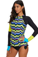 Load image into Gallery viewer, Contrast Yellow Detail Long Sleeve Tankini Swimsuit
