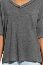 Load image into Gallery viewer, Waffle Knit Seamed Half Sleeve V Neck Top
