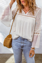 Load image into Gallery viewer, Lace Crochet Hollow Out Swiss Dot Blouse
