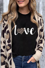 Load image into Gallery viewer, Love Leopard Heart Shape Print Short Sleeve T Shirt
