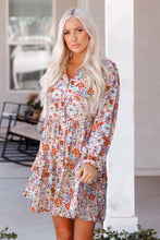 Load image into Gallery viewer, Multicolor Split Neck Buttons Front Shirt Floral Dress
