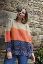 Load image into Gallery viewer, Color Block Netted Texture Pullover Sweater
