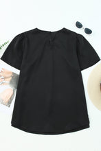 Load image into Gallery viewer, Solid Pleated Keyhole Short Sleeve T Shirt
