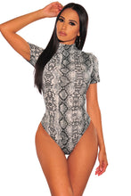 Load image into Gallery viewer, Snake Print Mock Neck Short Sleeves Bodysuit
