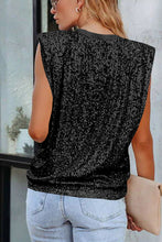 Load image into Gallery viewer, Apricot Sequin Round Neck Tank Top
