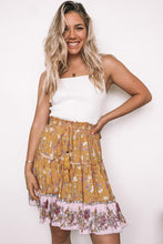Load image into Gallery viewer, Floral Print Tiered Ruffled Drawstring High Waist Skirt
