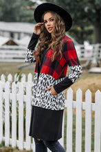 Load image into Gallery viewer, Buffalo Plaid Leopard Splicing Color Block Cardigan
