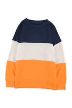 Load image into Gallery viewer, Colorblock Orange Contrast Stitching Sweatshirt with Slits
