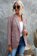 Load image into Gallery viewer, Plaid Print Lapel Collar Buttoned Blazer
