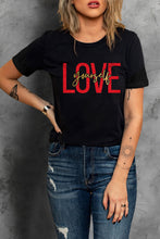 Load image into Gallery viewer, LOVE Yourself Glitter Pattern Print Short Sleeve T Shirt
