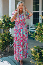 Load image into Gallery viewer, Wrap V Neck Floral Maxi Dress
