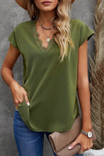 Load image into Gallery viewer, V Neck Lace Trim T-shirt
