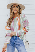 Load image into Gallery viewer, Crewneck Multicolor Stripe Knit Pullover Sweater
