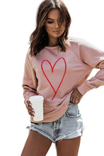 Load image into Gallery viewer, Heart Glitter Graphic Raglan Pullover Sweatshirt
