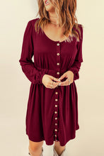 Load image into Gallery viewer, Button Up High Waist Long Sleeve Dress
