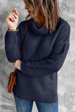 Load image into Gallery viewer, Navy Cozy Long Sleeves Turtleneck Sweater
