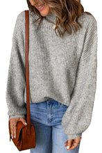 Load image into Gallery viewer, High Neck Drop Shoulder Plain Sweater
